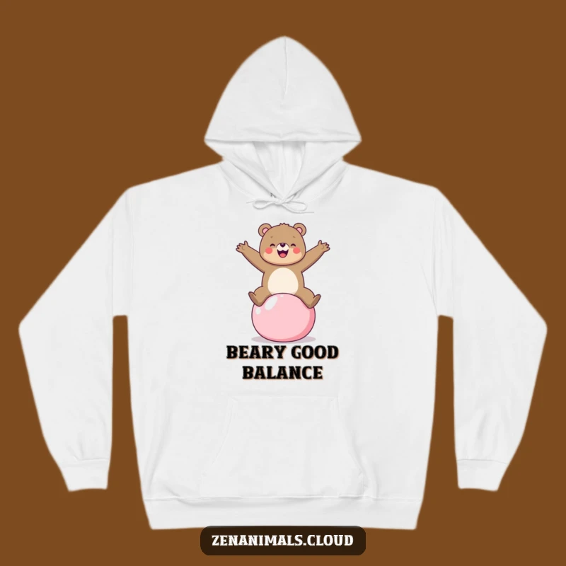Funny Bear Yoga Ball Hoodie: Cozy Cheerful Fitness Wear, Perfect Funny Gift
