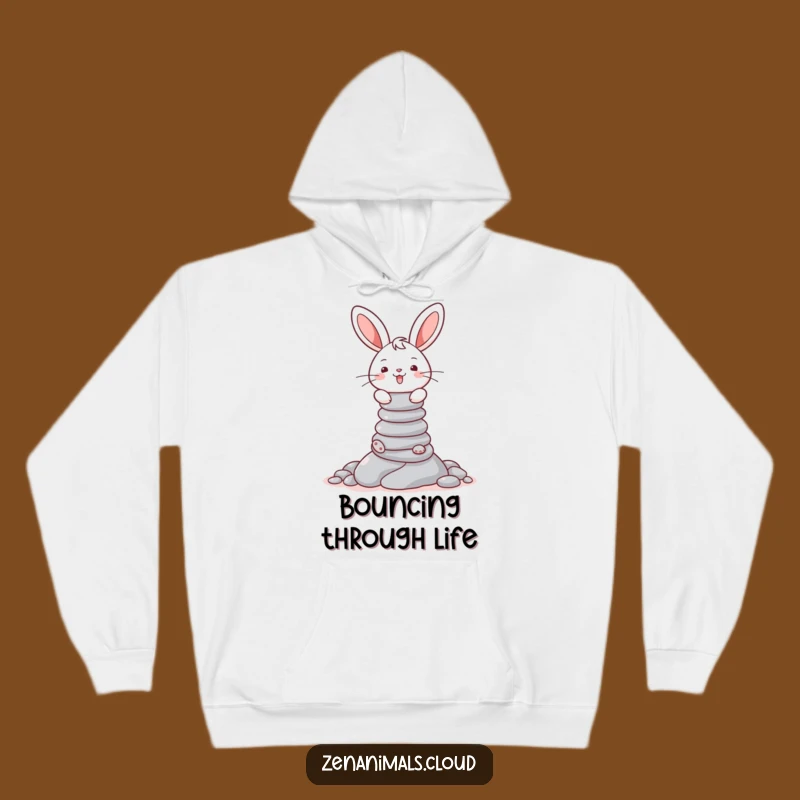 Funny Cozy Bunny Balance Hoodie - Warm Cheerful Feline Comfort Wear