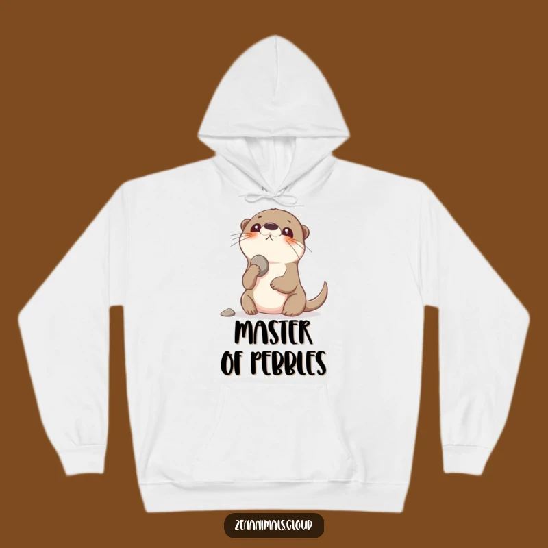 Funny Otter Balancing Pebble Hoodie - Cozy Humorous Apparel for Happy Go-Getters