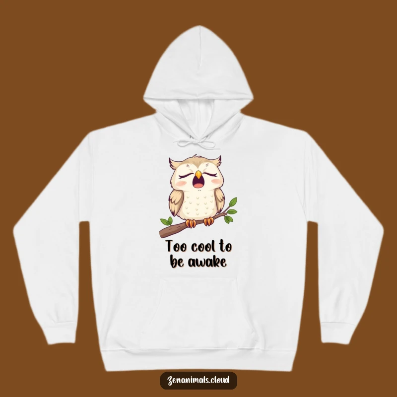 Funny Sleepy Owl Hoodie: Cozy Wide Yawn on Branch, Warm Humorous Gift
