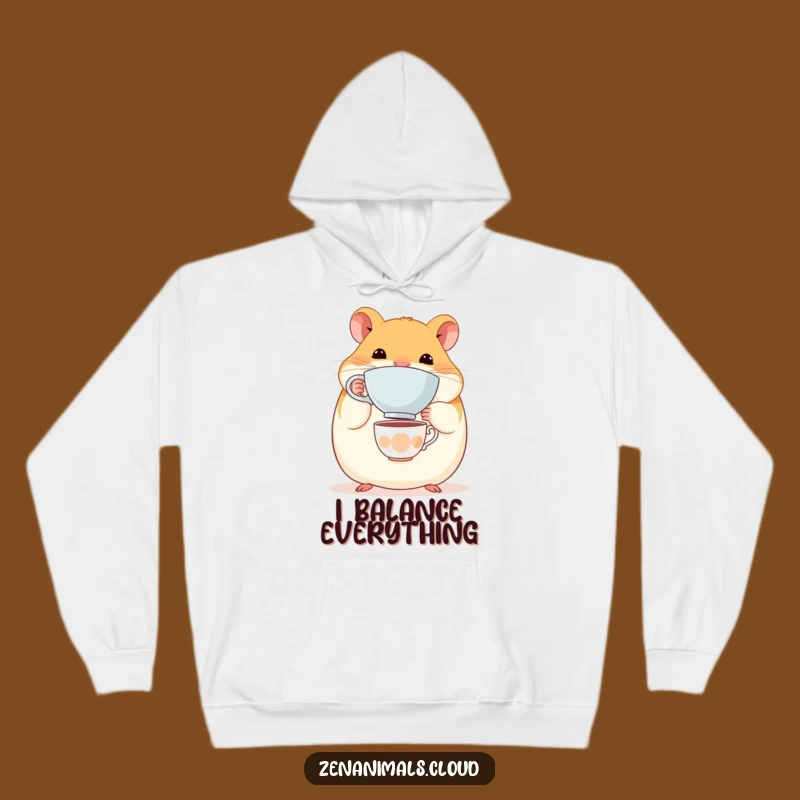 Funny Hamster Teacup Hoodie: Cozy & Cute Balance, Perfect Warm Gift