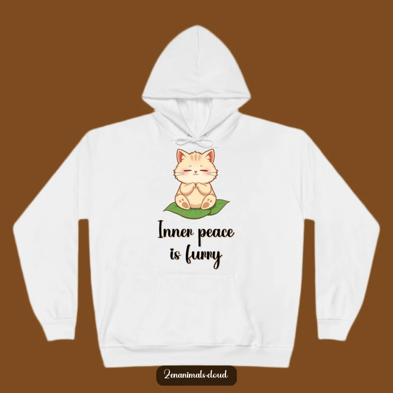 Funny Cozy Zen Cat Hoodie - Warm Fluffy Feline Meditation Wear
