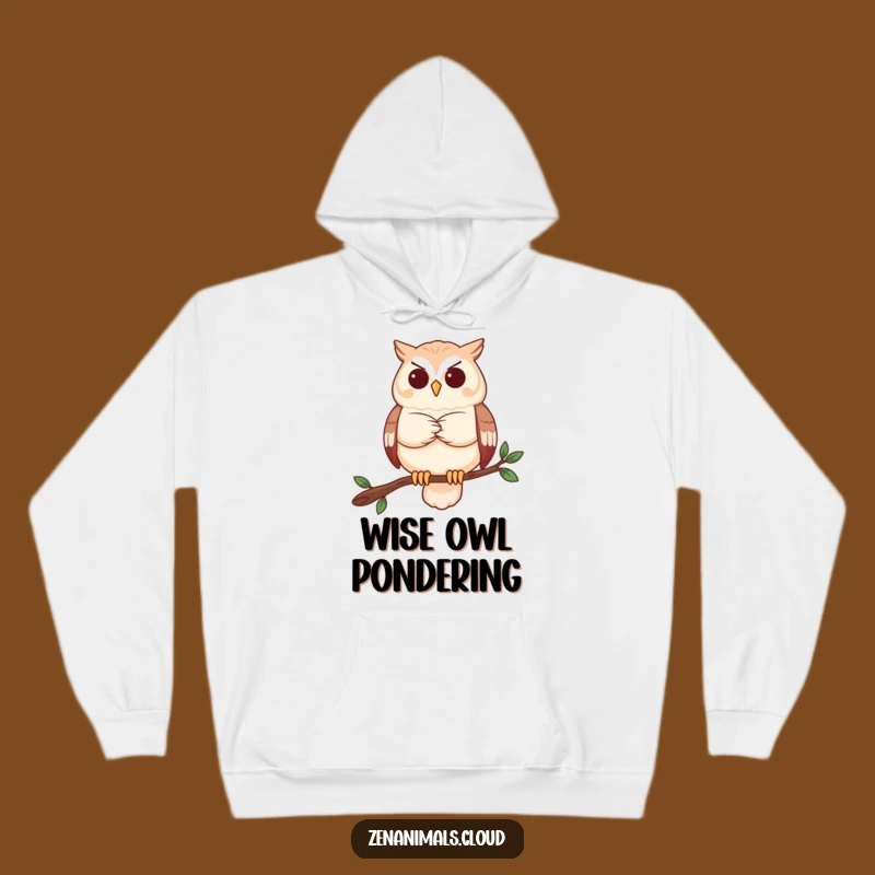 Funny Owl Contemplation Hoodie: Cozy Wisdom Sweatshirt, Thoughtful Gift