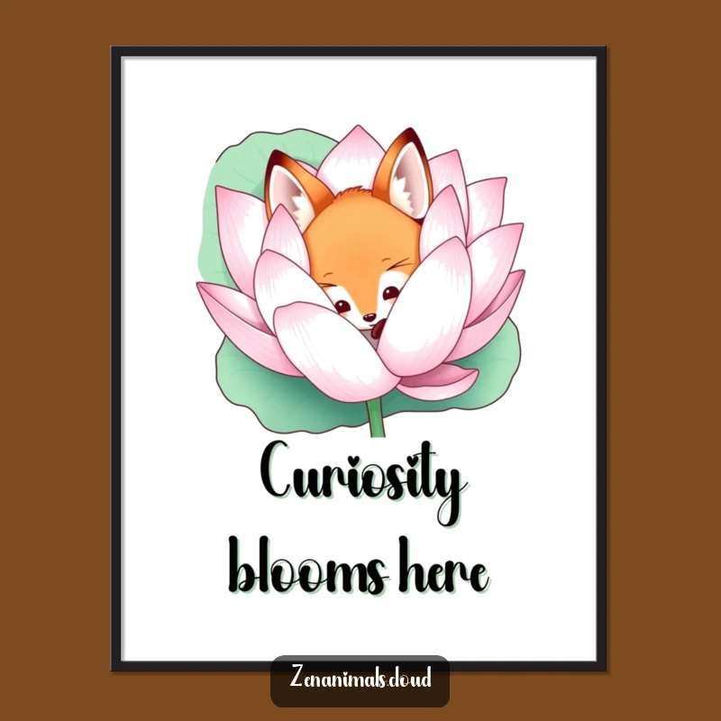 Free Printable Fox Lotus Wall Art - Funny Curious Peek Downloadable Decor