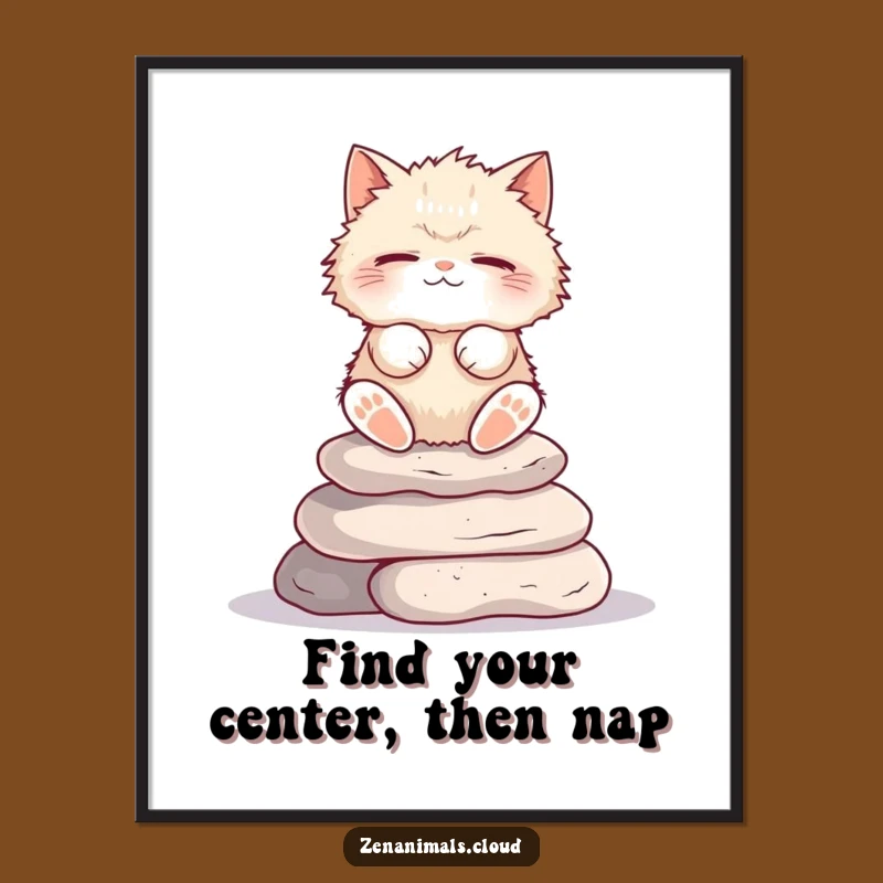 Free Printable Funny Cat Meditation Wall Art: Zen Feline Downloadable Decor