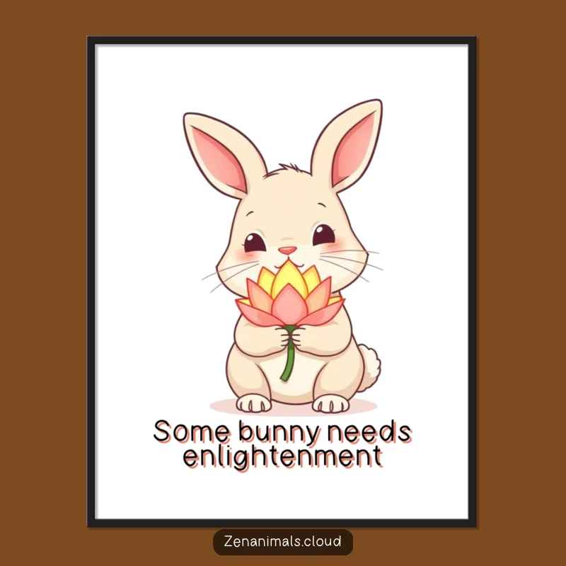 Free Printable Funny Rabbit Lotus Wall Art: Whimsical Mystical Downloadable Decor