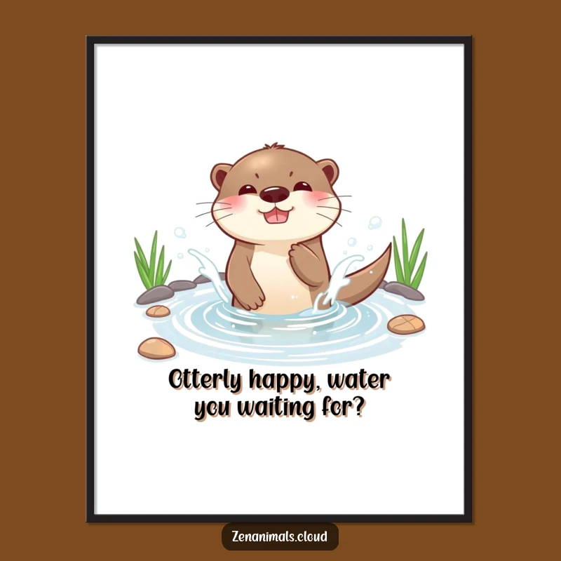 Free Printable Otter Wall Art: Playful Splash Humor, Serene Pond Downloadable Decor