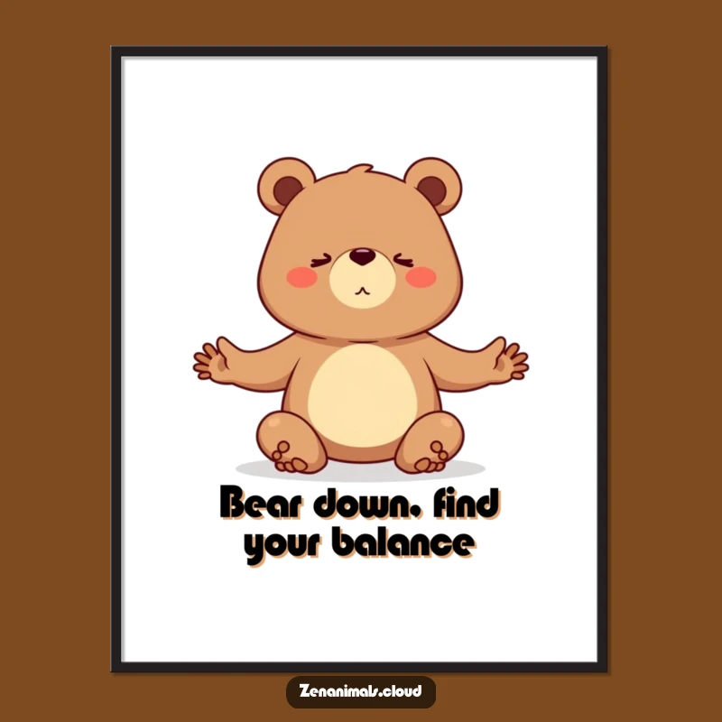 Free Printable Wall Art: Determined Yoga Bear - Zen Decor!