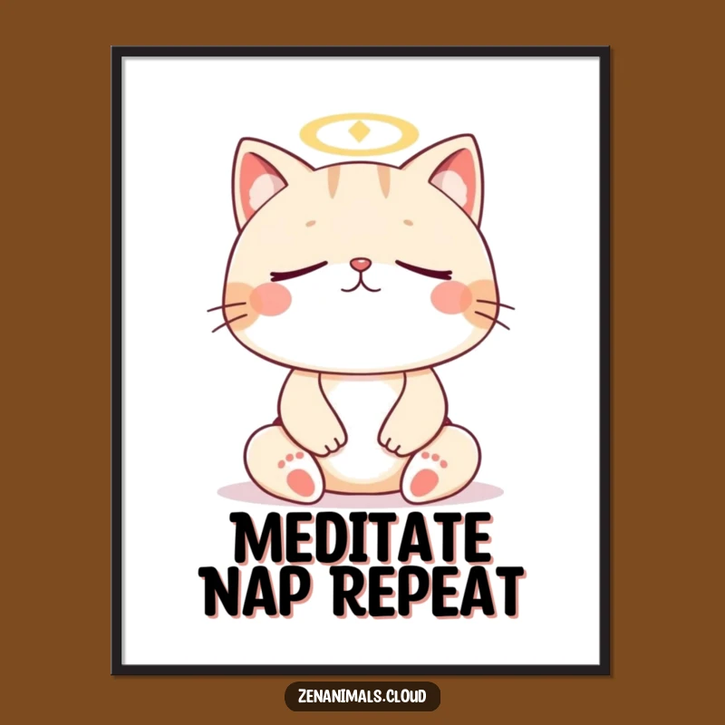Free Printable Wall Art: Meditating Cat Zen - Peaceful Downloadable Decor