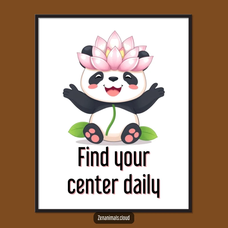 Free Printable Wall Art: Panda Lotus Balance - Zen Downloadable Decor
