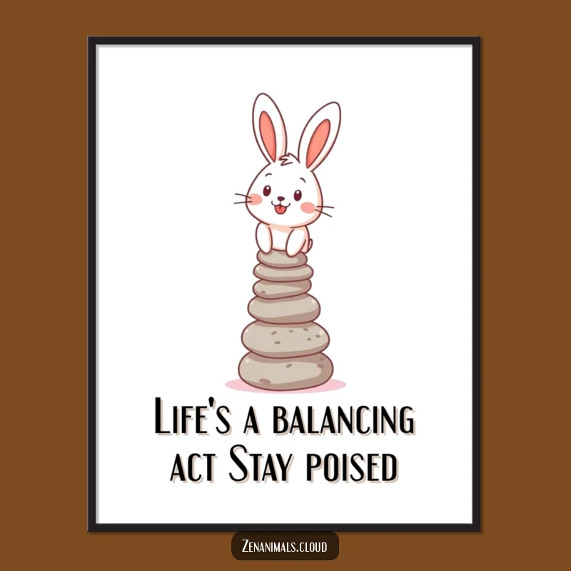 Funny Free Printable Bunny Wall Art: Pebble Stacker Downloadable Decor for Whimsical Spaces