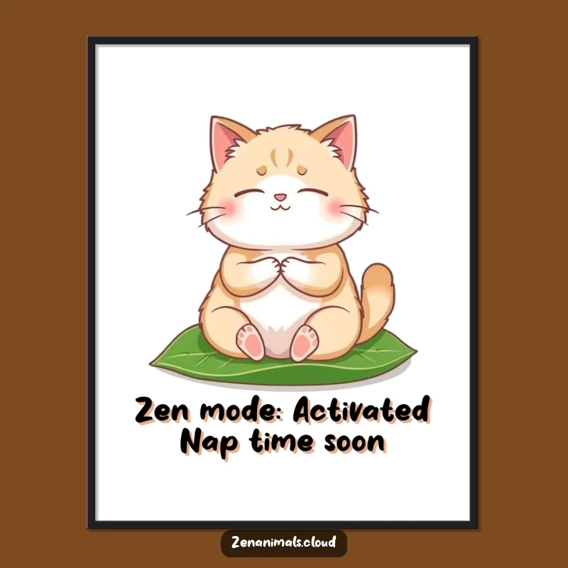 Funny Free Printable Cat Wall Art: Meditating Feline Downloadable Decor for a Peaceful Home
