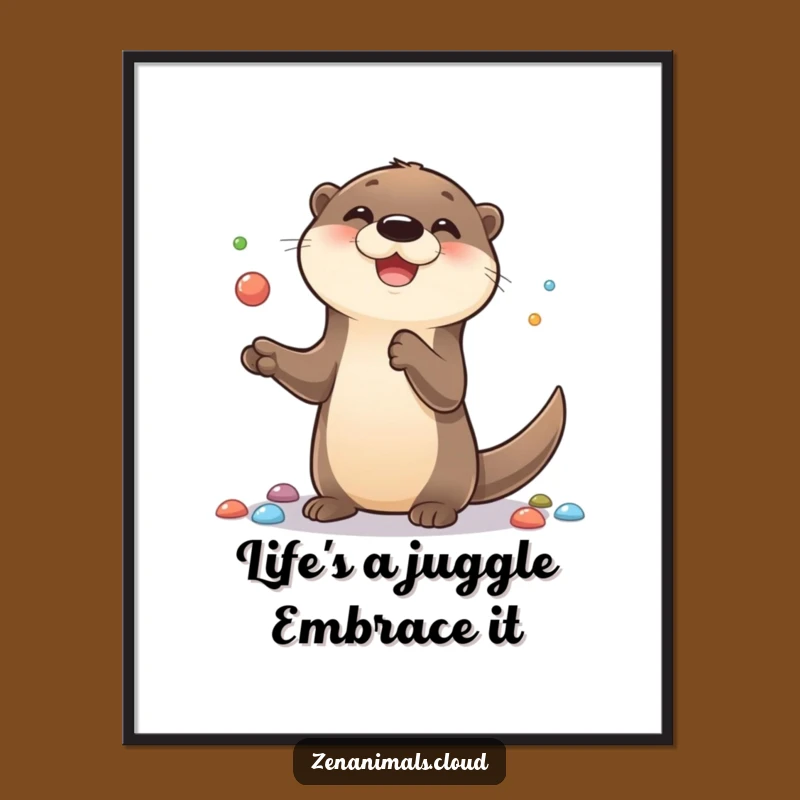 Funny Free Printable Otter Wall Art: Joyful Juggling Downloadable Decor for Playful Spaces