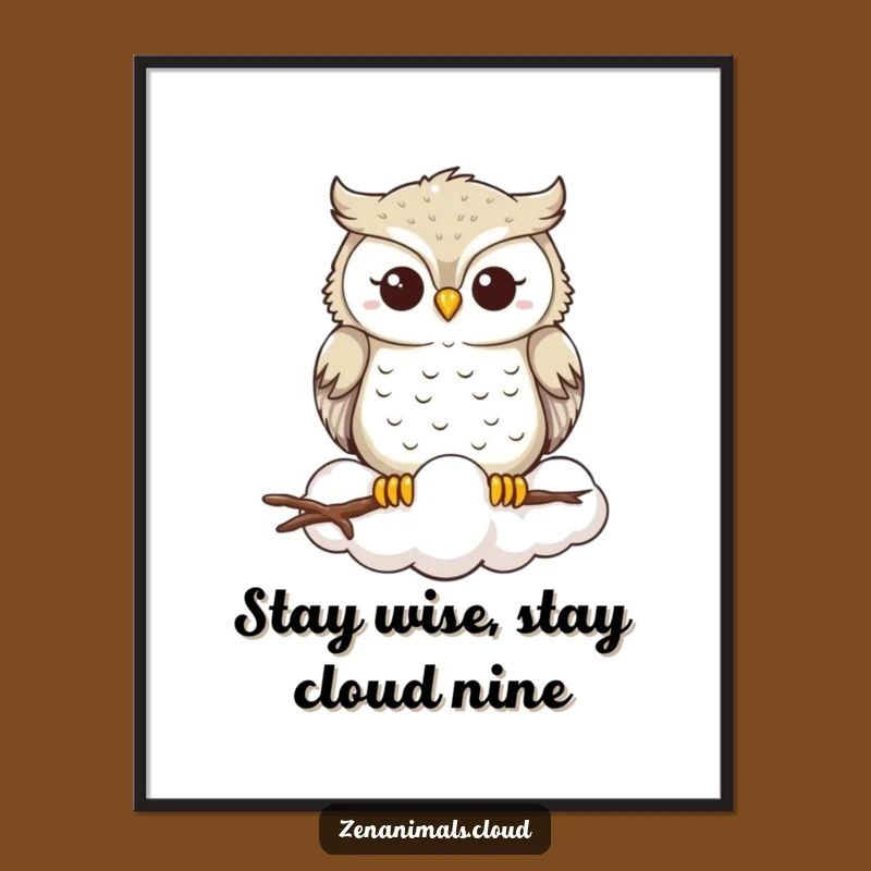 Funny Free Printable Owl Wall Art: Serene Cloud Smile Downloadable Decor