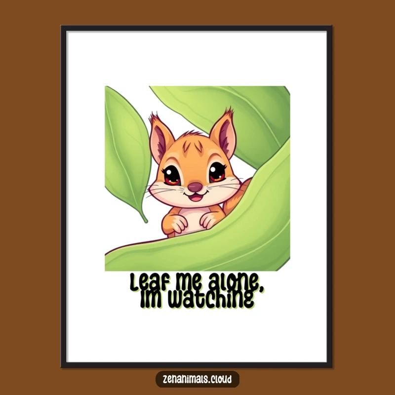 Funny Free Printable Wall Art: Curious Squirrel Peeking, Whimsical Downloadable Decor for Your Home