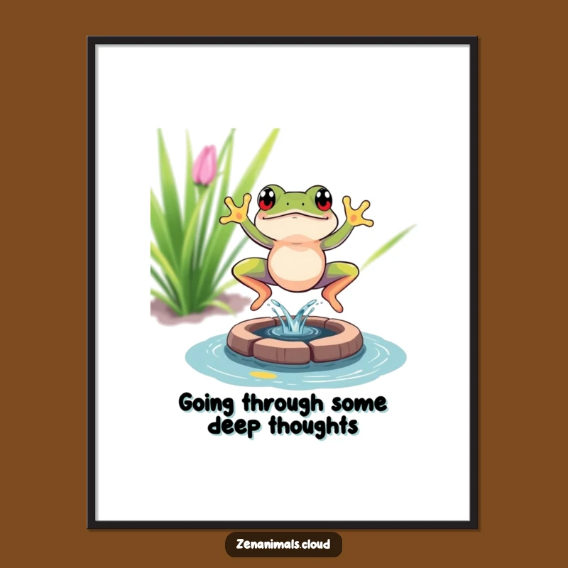 Funny Free Printable Wall Art: Leaping Frog Splash, Energetic Downloadable Decor for Peace and Fun