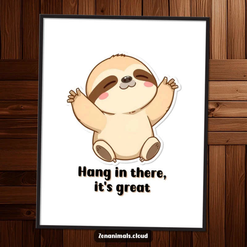 Funny Free Printable Wall Art: A slow sloth stretching its arms, creating a humorous and relaxing downloadable art piece.