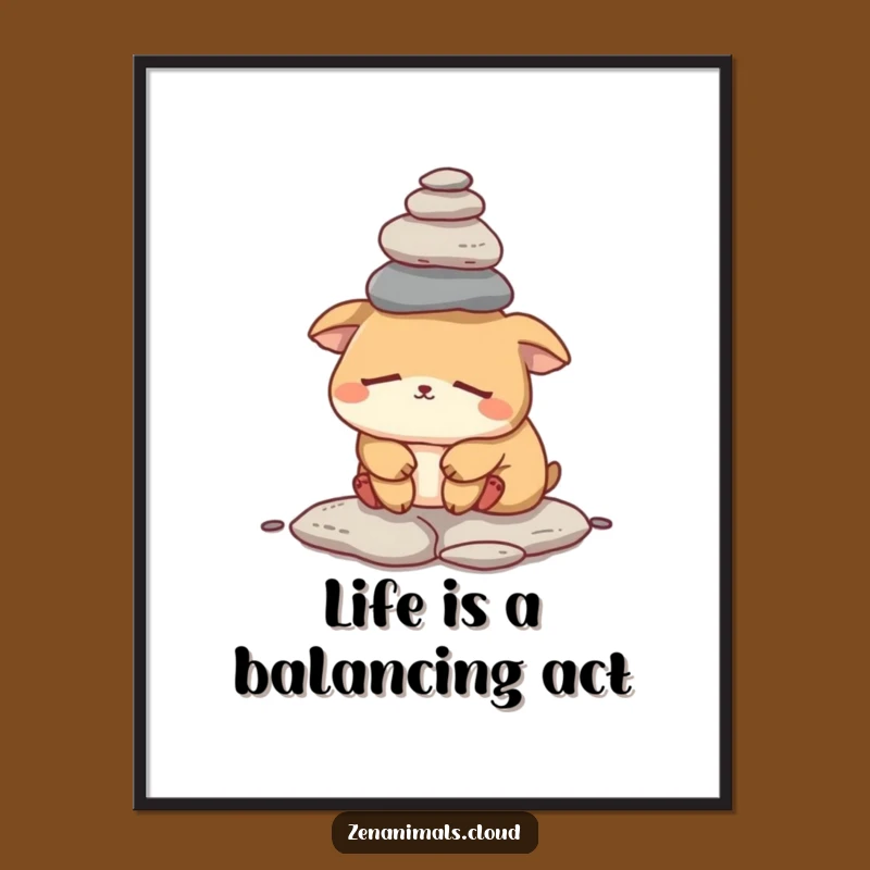 Free Printable Rock Balancing Wall Art: Sleepy Animal Digital Download Humor