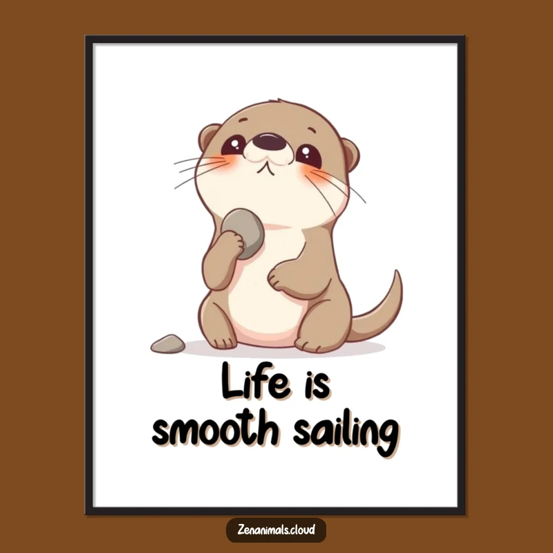 Free Printable Wall Art: Otter Pebble Balance, Whimsical Downloadable Decor