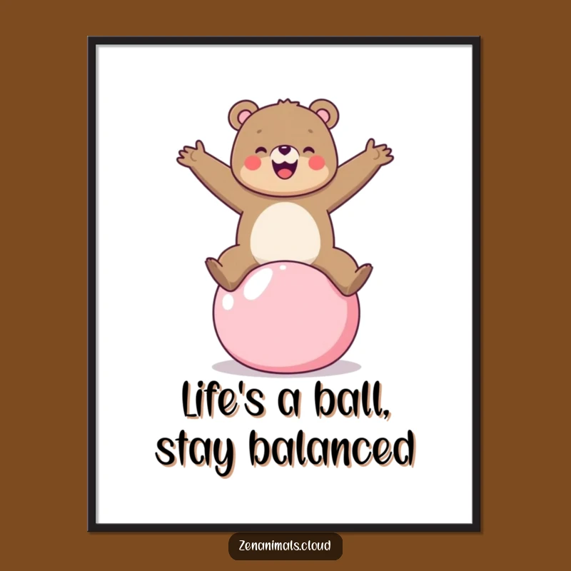 Free Printable Bear Yoga Wall Art - Funny Balancing Act Downloadable Decor