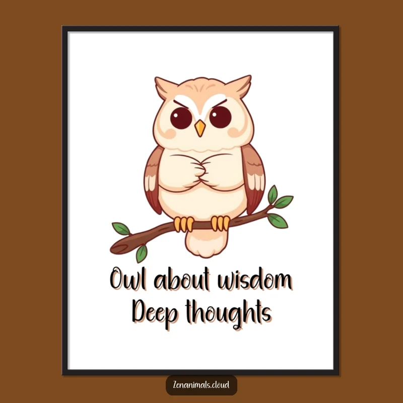 Funny Free Printable Wall Art: Wise Owl Contemplation Downloadable Art