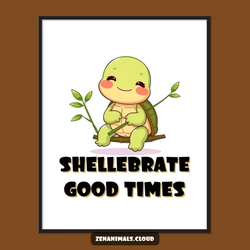 Funny Free Printable Turtle Wall Art: Bamboo Balance Downloadable Decor