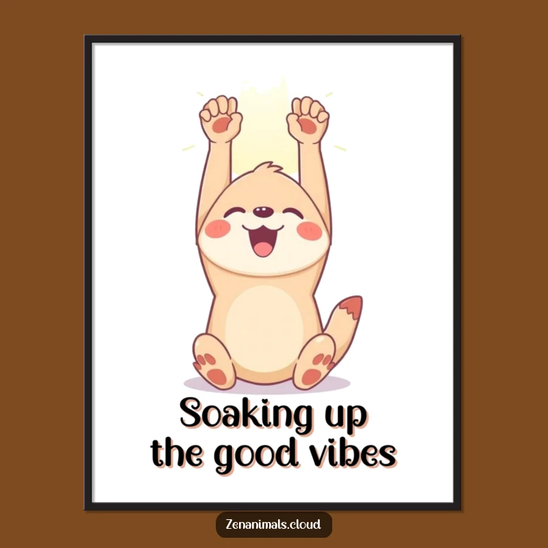 Free Printable Joyful Wall Art: Stretching Animal Sunbeam Digital Download Humor