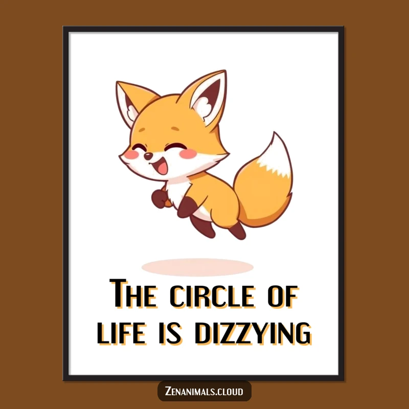 Funny Free Printable Fox Wall Art: Giggling Tail Chaser Downloadable Decor for Playful Spaces