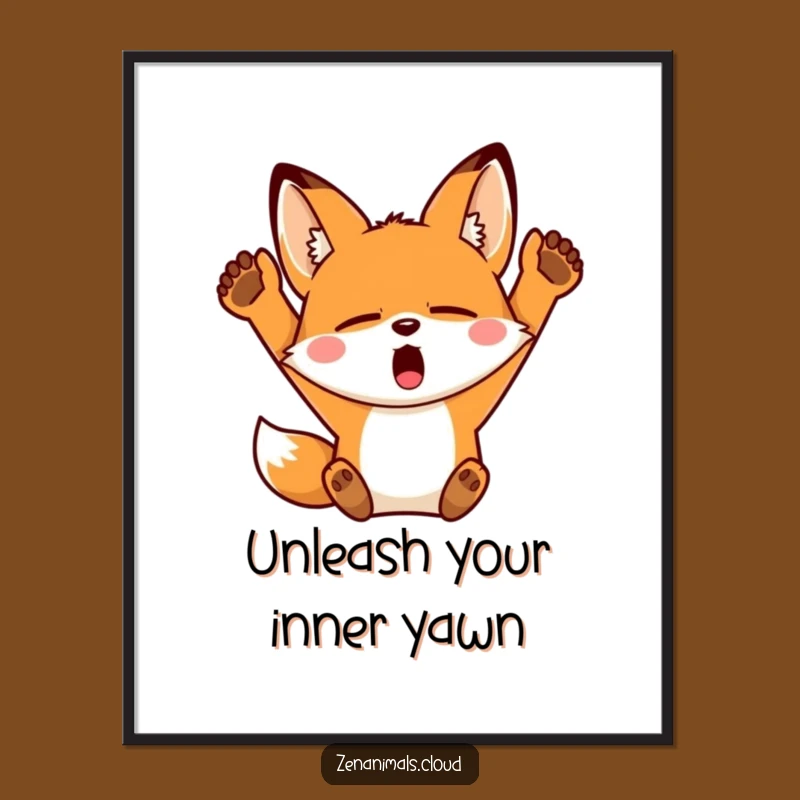 Free Printable Sleepy Fox Wall Art - Yawning Fox Downloadable Decor