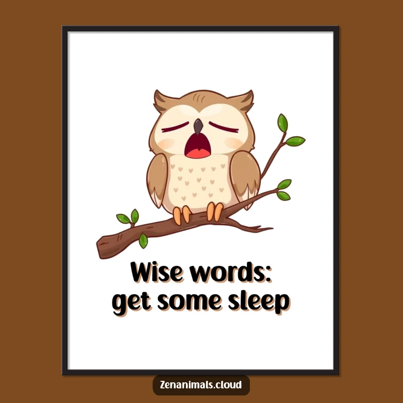 Free Printable Wall Art: Sleepy Owl Yawn Funny Downloadable Decor