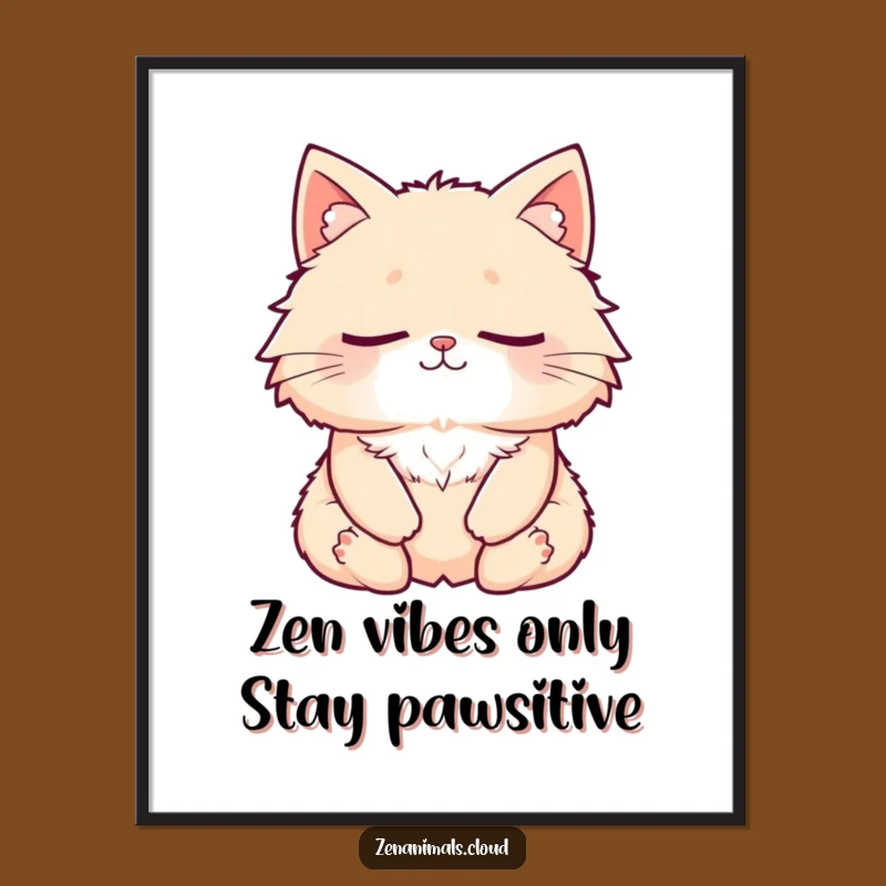 Free Printable Funny Cat Meditation Wall Art - Humorous Zen Feline Downloadable Decor