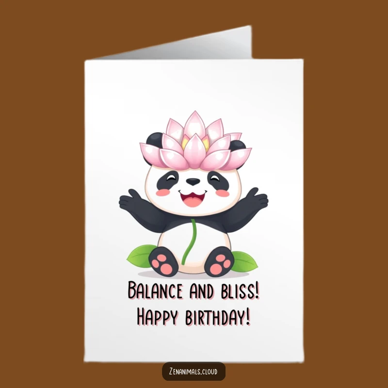 Free Printable Birthday Card: Joyful Panda Lotus - Funny Downloadable Gift