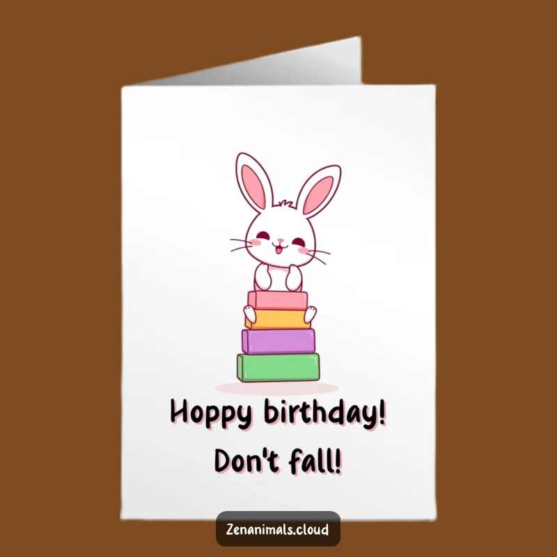 Free Printable Birthday Card: Bunny's Yoga Balance Birthday Downloadable Gift