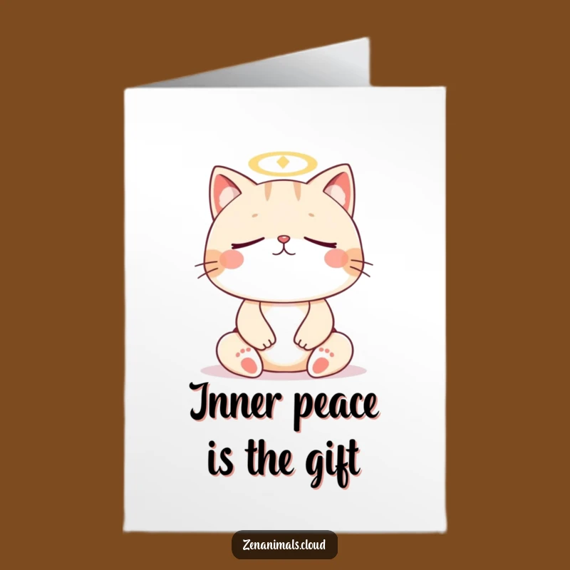 Free Printable Birthday Card: Meditating Cat Halo - Funny Downloadable Gift