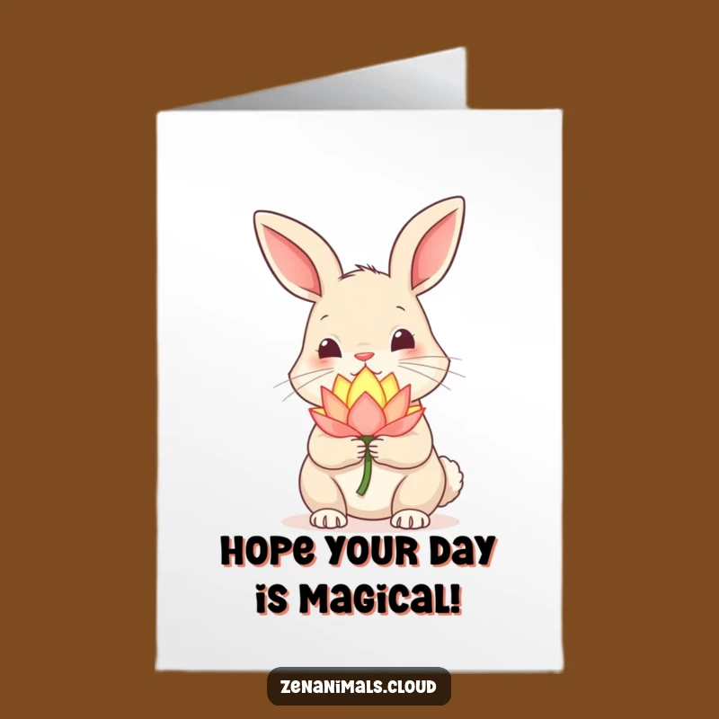 Free Printable Funny Rabbit Birthday Card: Glowing Lotus Surprise Downloadable Gift