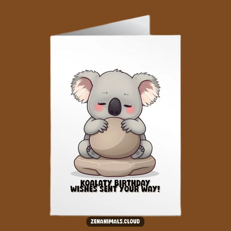 Free Printable Koala Birthday Card: Hugging Stone Zen Funny Downloadable Gift