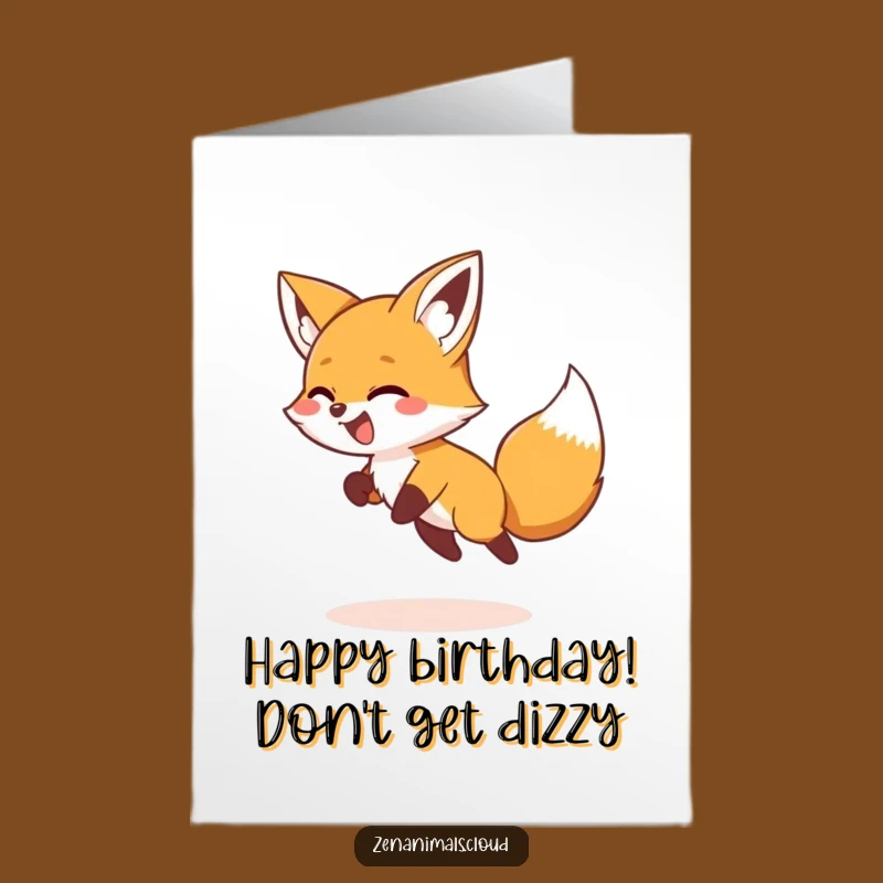 Funny Free Printable Fox Birthday Card: Giggling Tail Chaser Downloadable for Whimsical Fun