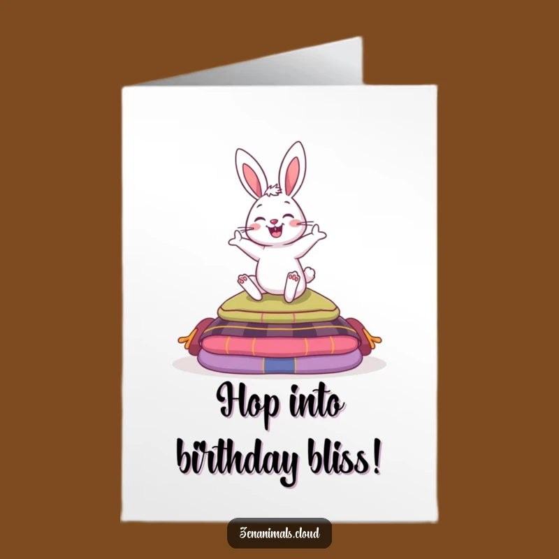 Free Printable Birthday Card: Bouncy Bunny - Fun Downloadable Greeting
