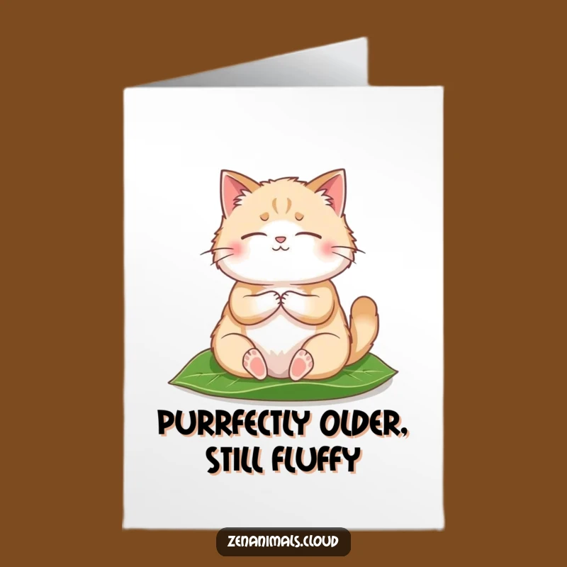 Funny Free Printable Cat Birthday Card: Meditating Feline Downloadable for a Purrfectly Calm Celebration