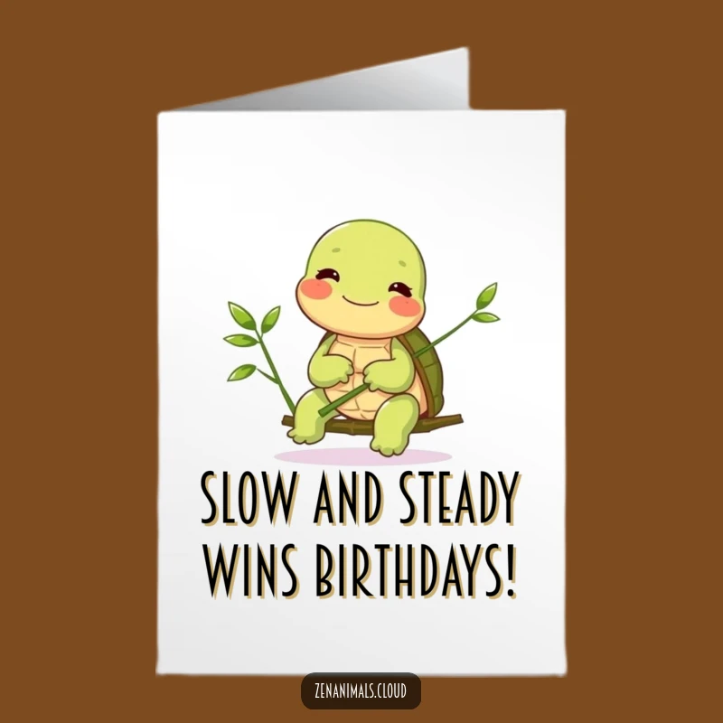 Funny Free Printable Turtle Birthday Card: Bamboo Balance Downloadable Gift