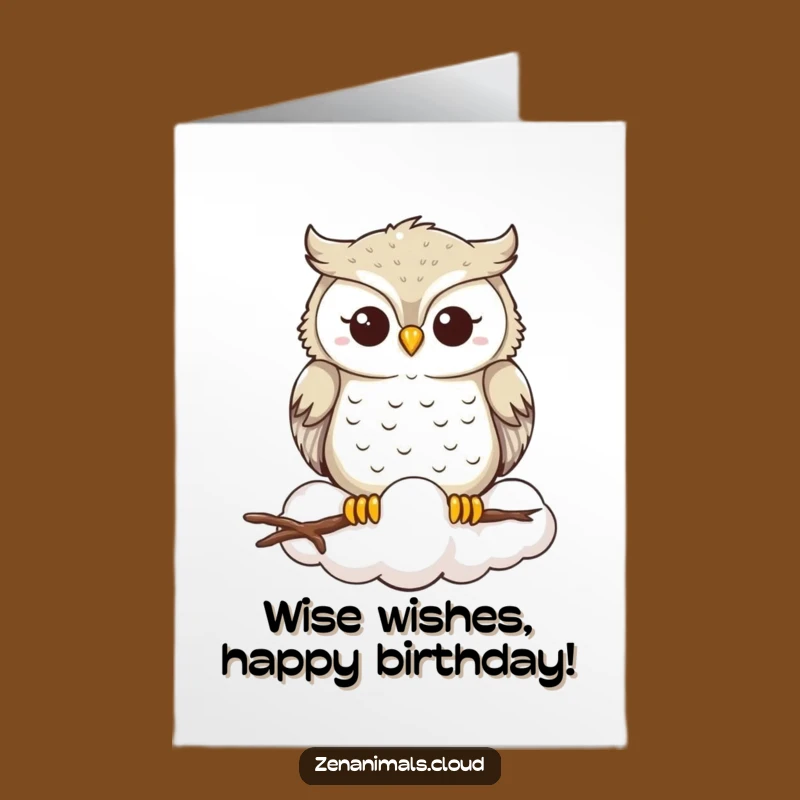 Funny Free Printable Owl Birthday Card: Serene Cloud Smile Downloadable Gift