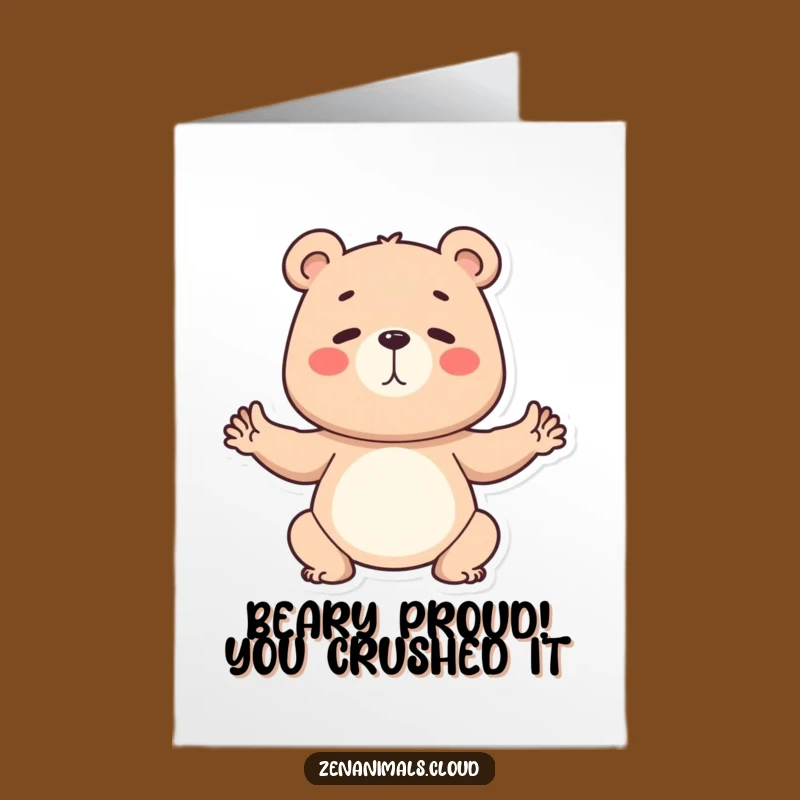 Free Printable Bear Yoga Congratulations Card: Yogi Downloadable for Achieving Inner Peace
