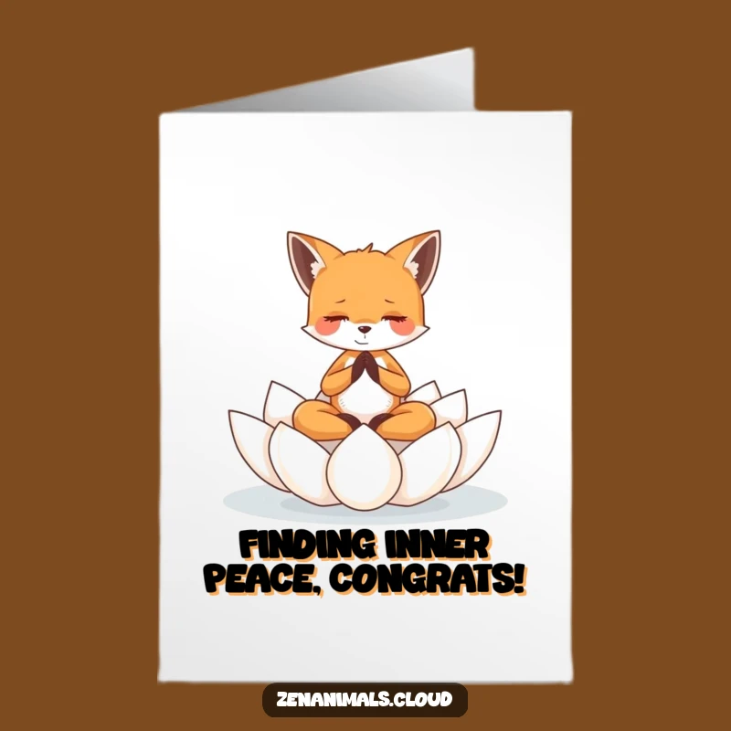 Free Printable Congrats Card: Meditating Fox Calm, Funny Downloadable Gift
