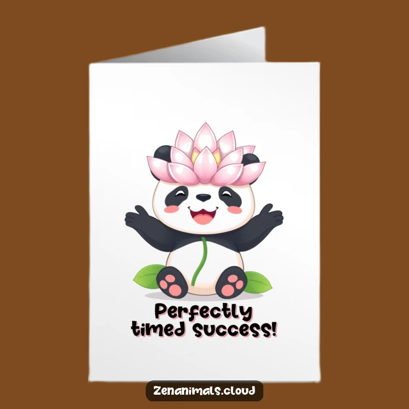 Free Printable Congrats Card: Panda Lotus Balance - Downloadable Serene Gift