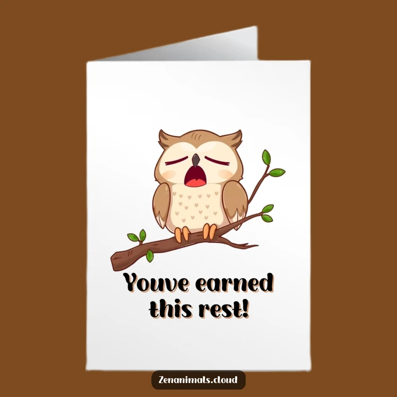 Free Printable Congrats Card: Sleepy Owl Yawn Funny Achievement Downloadable