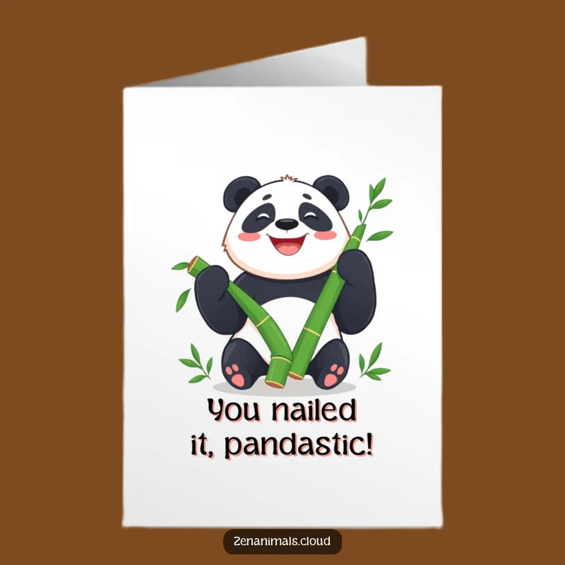 Free Printable Funny Panda Congratulations Card: Bamboo Juggling Success Downloadable