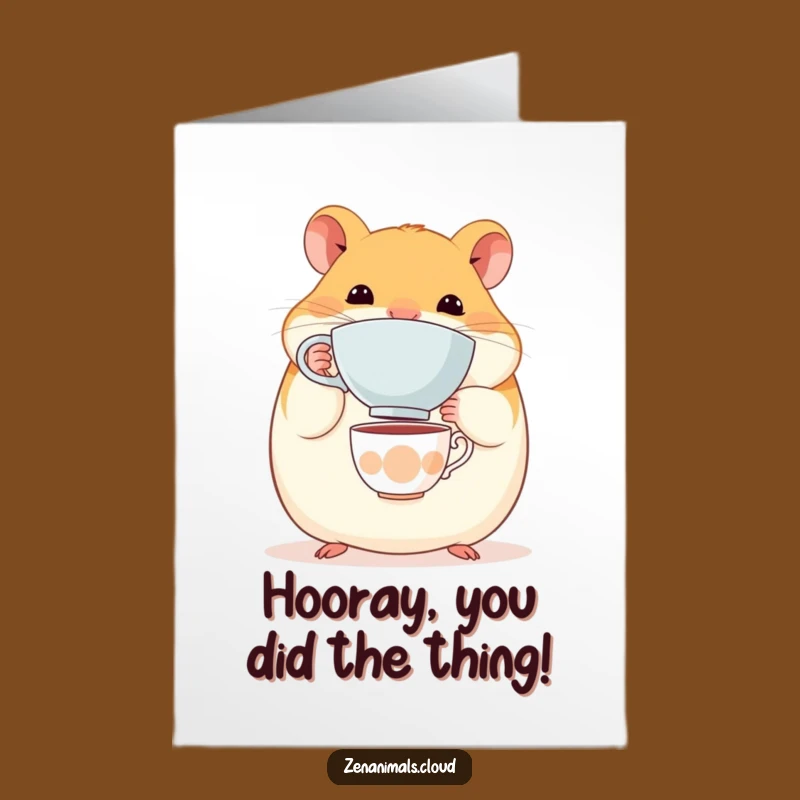 Free Printable Hamster Congratulations Card - Cute Teacup Balancing Act Downloadable!