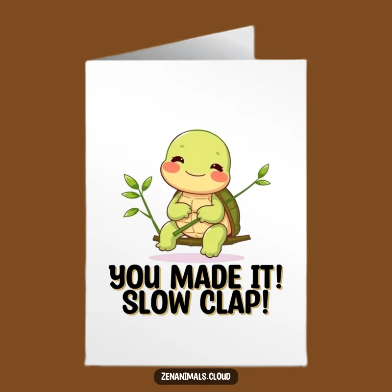 Free Printable Turtle Congrats Card: Bamboo Balance Downloadable for Success