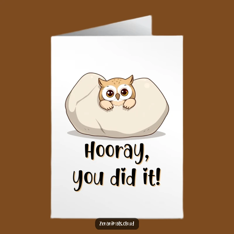 Free Printable Curious Owl Congrats Card - Peeking Surprise Downloadable
