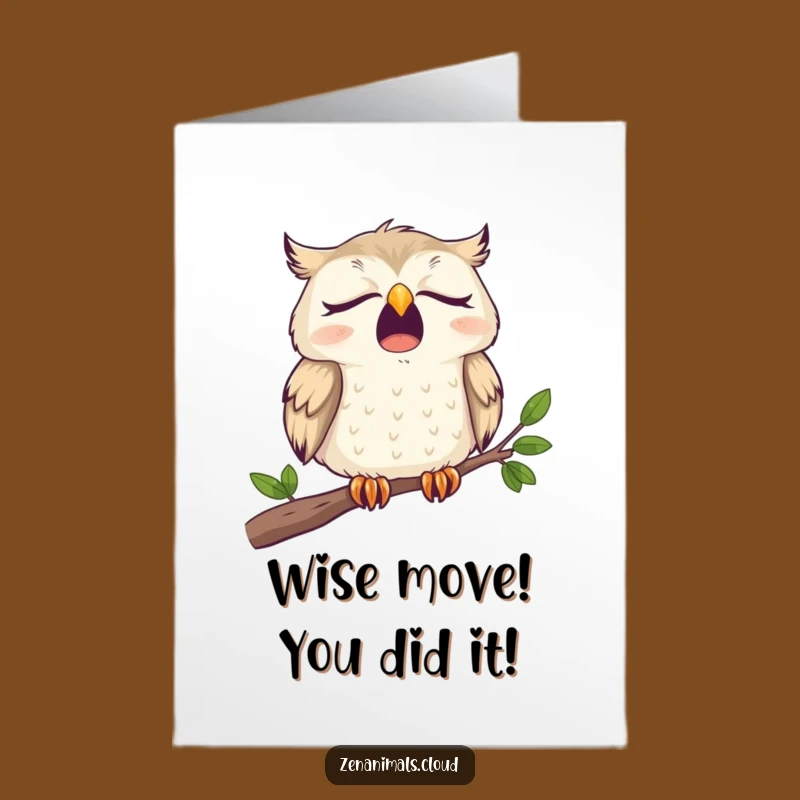 Free Printable Owl Congratulations Card: Sleepy Yawn Downloadable for Peaceful Achievements